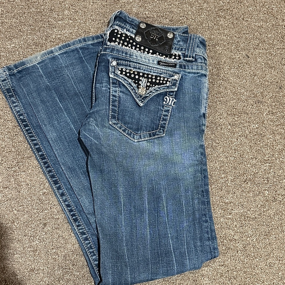 Miss Me Blue Rhinestone Embellished Bootcut Jeans